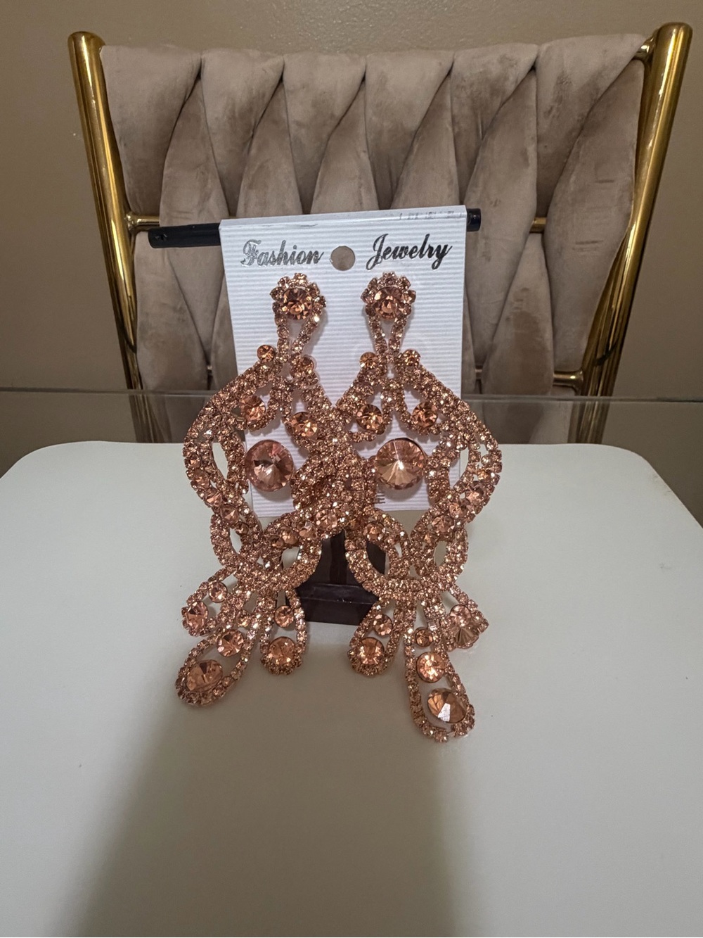 Arratta Fashion Jewelry Rose Gold Crystal Chandelier Earrings